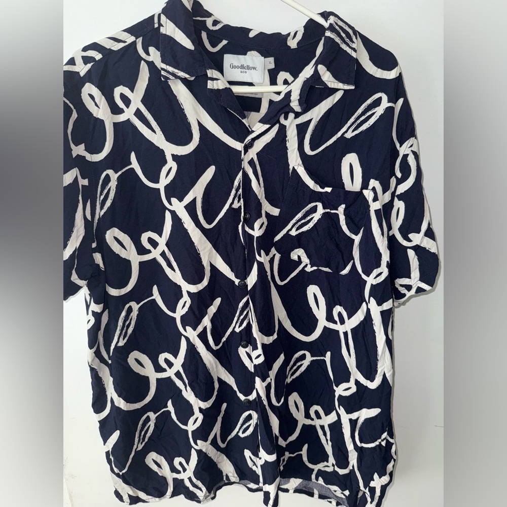 Goodfellow & Co Navy and White Abstract Shirt